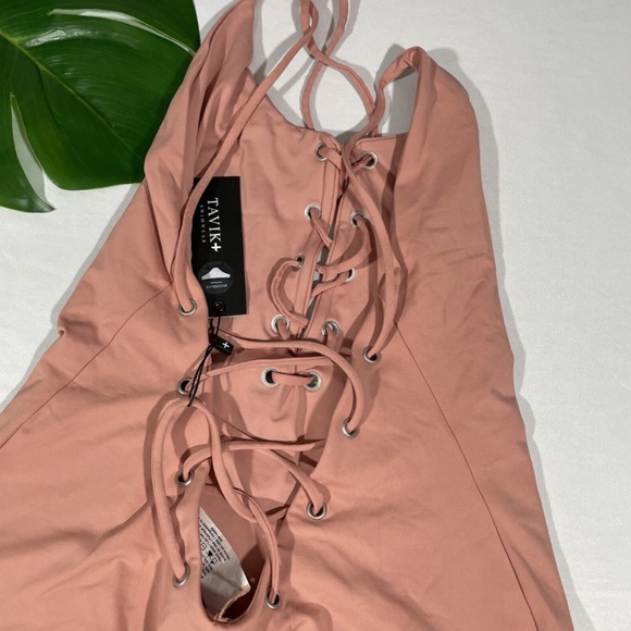 NWT TAVIK [ Medium ] Monahan Lace Up One Piece Swimsuit in Rose Dawn‎ - Picture 10 of 12